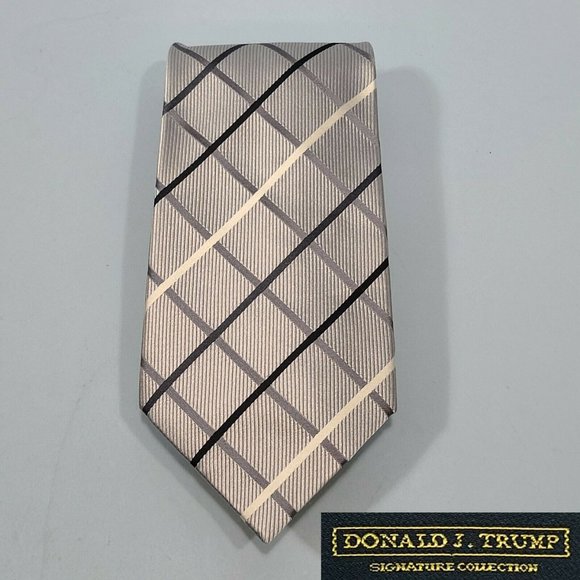 Donald J. Trump Signature Collection Men's Neck Tie 100% Silk Silver 56